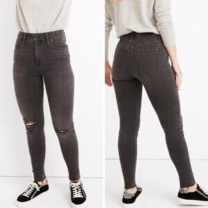 NWT Madewell Women's Curvy High-Rise Skinny Jeans in Black Sea Size 24